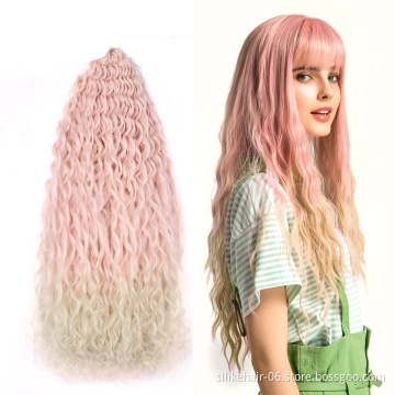 Wholesale 24Inch Soft Long Wavy Ombre Pink Braids Kinky Corn Curly Water Deep Wave Crochet Braiding Synthetic Hair Extensions